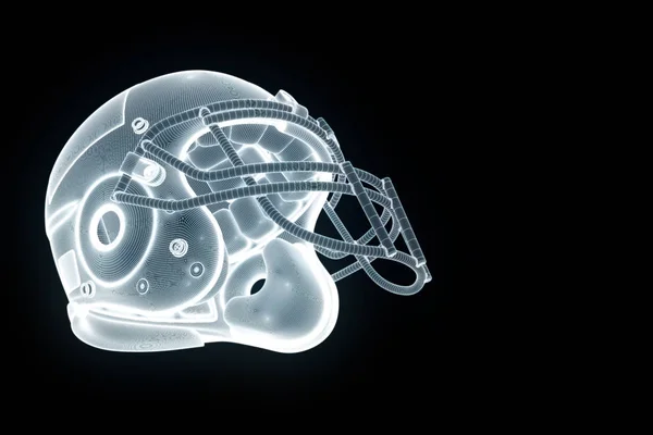 Capacete de futebol em estilo holograma Wireframe. Boa renderização 3D — Fotografia de Stock