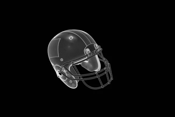 在全息图线框风格的橄榄球头盔。漂亮的 3d 渲染 — 图库照片