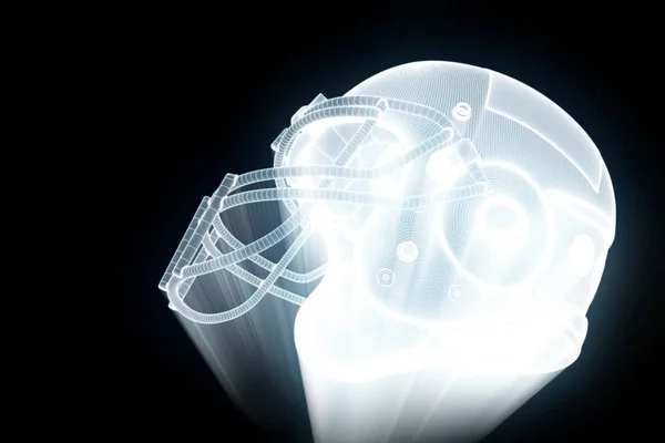 Football Helmet in Hologram Wireframe Style. Nice 3D Rendering