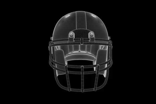 Voetbal helm in Hologram Wireframe stijl. Mooie 3D-Rendering — Stockfoto