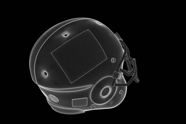 Voetbal helm in Hologram Wireframe stijl. Mooie 3D-Rendering — Stockfoto