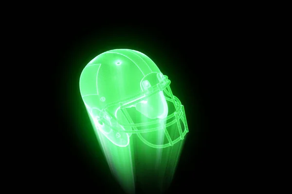 Football Helmet in Hologram Wireframe Style. Nice 3D Rendering — Stock Photo, Image