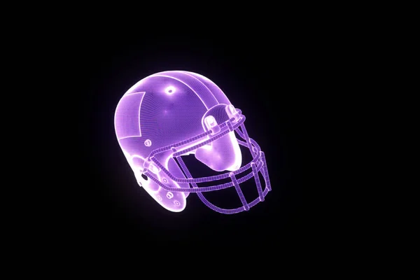 Voetbal helm in Hologram Wireframe stijl. Mooie 3D-Rendering — Stockfoto