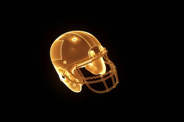 Football Helmet in Hologram Wireframe Style. Nice 3D Rendering — Stock Photo, Image