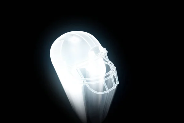 Football Helmet in Hologram Wireframe Style. Nice 3D Rendering — Stock Photo, Image