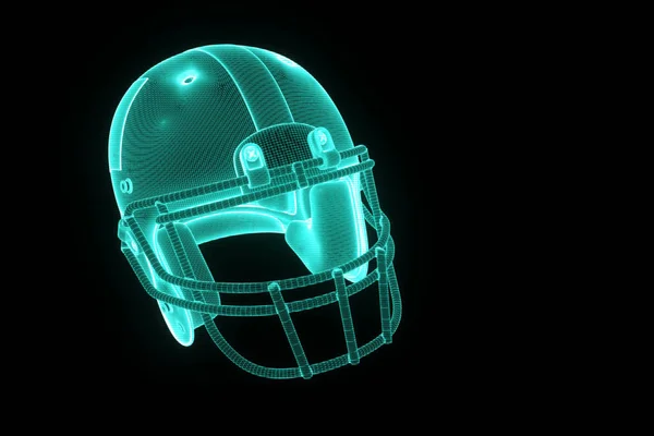 Football Helmet in Hologram Wireframe Style. Nice 3D Rendering — Stock Photo, Image