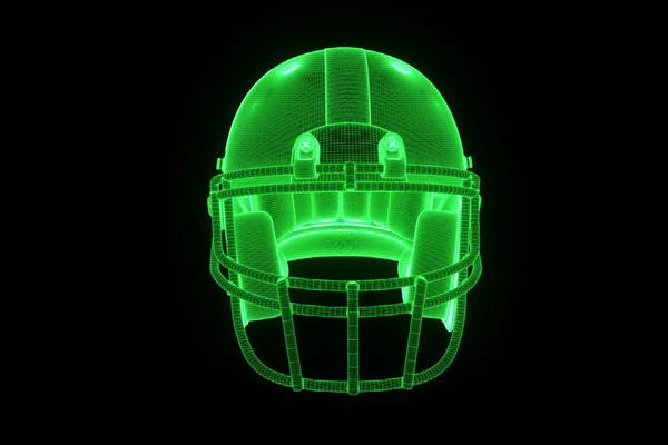 Voetbal helm in Hologram Wireframe stijl. Mooie 3D-Rendering — Stockfoto