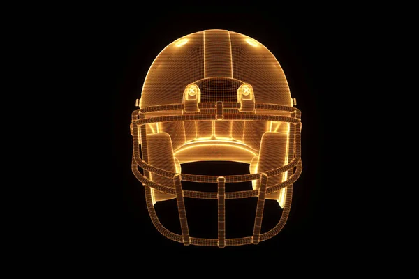 홀로그램 와이어 프레임 스타일에서 축구 헬멧입니다. 멋진 3d 렌더링 — 스톡 사진