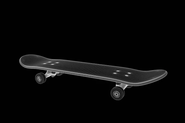 Skateboard in Hologram Wireframe Style. Nice 3D Rendering — Stock Photo, Image
