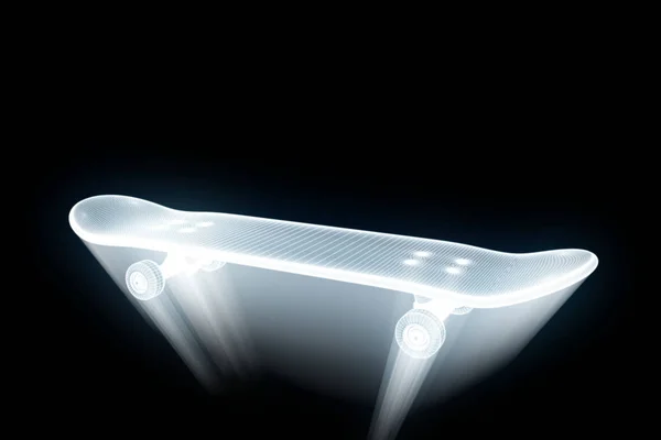 Skate em estilo holograma Wireframe. Boa renderização 3D — Fotografia de Stock