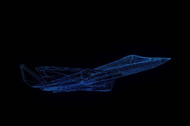 Uçak Jet Hologram tel kafes tarzı. Güzel 3d render