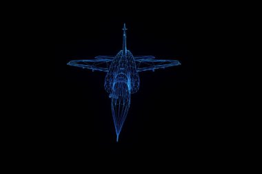 Uçak Jet Hologram tel kafes tarzı. Güzel 3d render