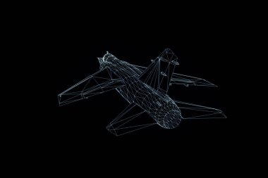Uçak Jet Hologram tel kafes tarzı. Güzel 3d render