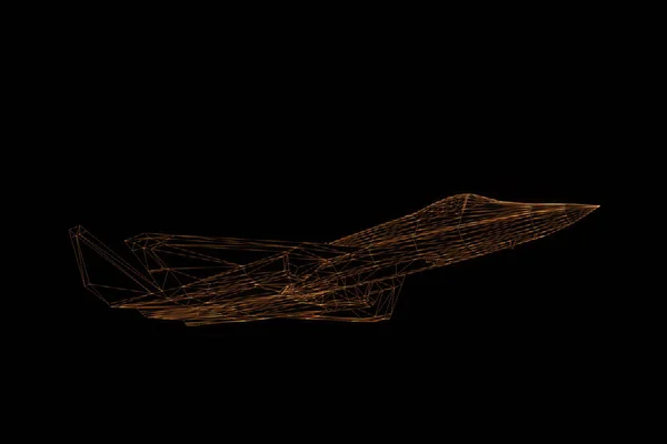 Airplane Jet w stylu model szkieletowy Hologram. Ładne renderowania 3d — Zdjęcie stockowe