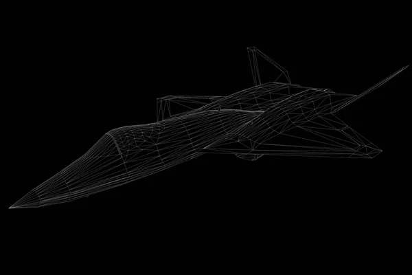 Aereo Jet in ologramma Wireframe Style. Rendering 3D piacevole — Foto Stock