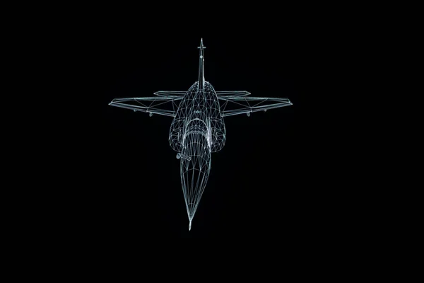 Avion Jet en Hologramme Wireframe Style. Belle rendu 3D — Photo