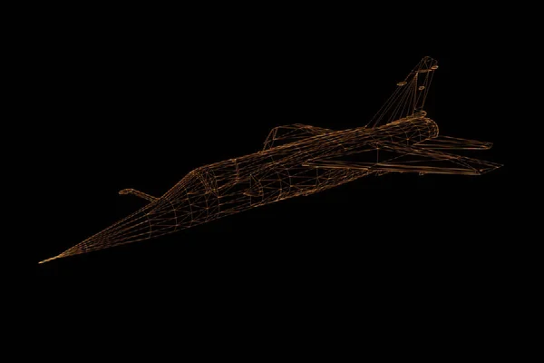 Avion Jet en Hologramme Wireframe Style. Belle rendu 3D — Photo