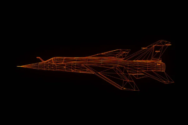 Avión Jet en estilo Holograma Wireframe. Niza 3D Rendering — Foto de Stock