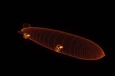 Zeppelin Hologram tel kafes tarzı. Güzel 3d render