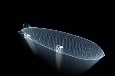 Zeppelin Hologram tel kafes tarzı. Güzel 3d render