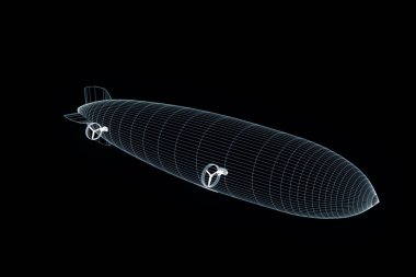 Zeppelin Hologram tel kafes tarzı. Güzel 3d render