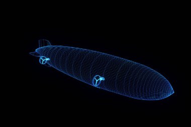 Zeppelin Hologram tel kafes tarzı. Güzel 3d render