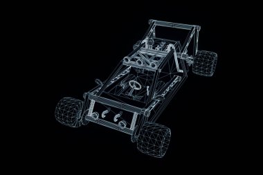 Spor araba Hologram tel kafes tarzı. Güzel 3d render