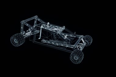 Spor araba Hologram tel kafes tarzı. Güzel 3d render