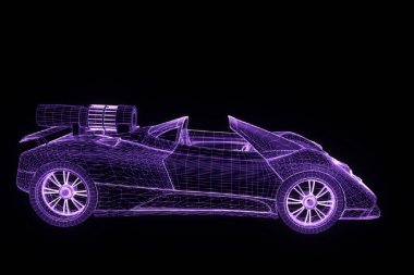 Spor araba Hologram tel kafes tarzı. Güzel 3d render