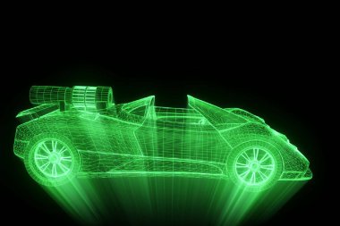 Spor araba Hologram tel kafes tarzı. Güzel 3d render