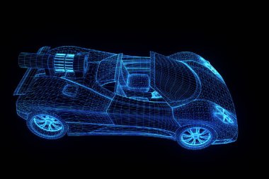 Spor araba Hologram tel kafes tarzı. Güzel 3d render