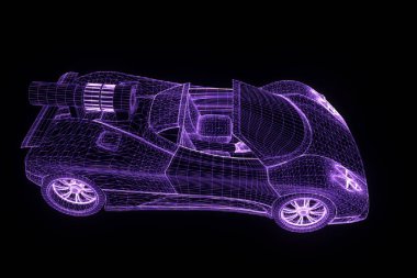 Spor araba Hologram tel kafes tarzı. Güzel 3d render