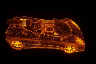 Spor araba Hologram tel kafes tarzı. Güzel 3d render