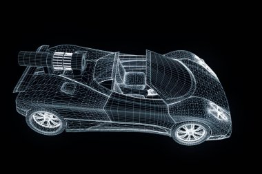 Spor araba Hologram tel kafes tarzı. Güzel 3d render