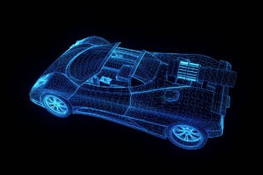 Spor araba Hologram tel kafes tarzı. Güzel 3d render