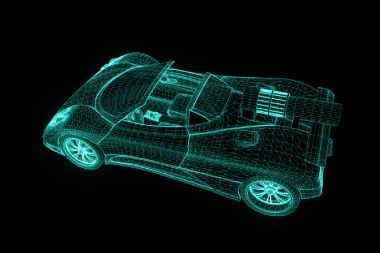 Spor araba Hologram tel kafes tarzı. Güzel 3d render