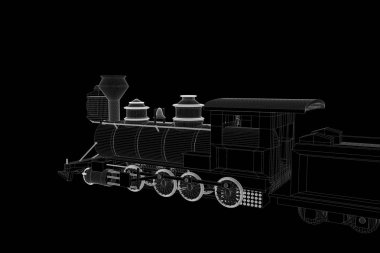 Hologram tel kafes tarzda tren. Güzel 3d render