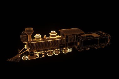 Hologram tel kafes tarzda tren. Güzel 3d render