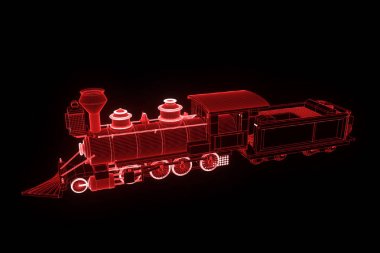 Hologram tel kafes tarzda tren. Güzel 3d render