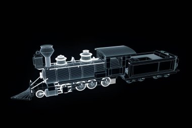 Hologram tel kafes tarzda tren. Güzel 3d render