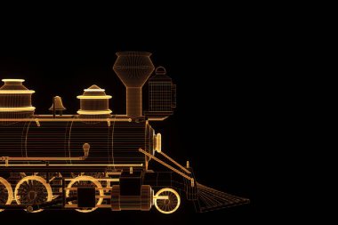 Hologram tel kafes tarzda tren. Güzel 3d render