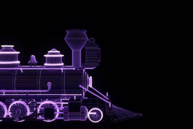 Hologram tel kafes tarzda tren. Güzel 3d render