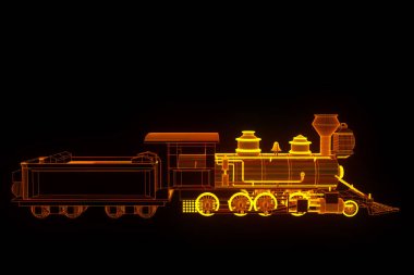 Hologram tel kafes tarzda tren. Güzel 3d render