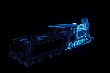 Hologram tel kafes tarzda tren. Güzel 3d render