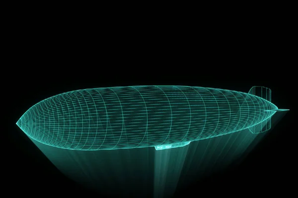 Zeppelin i hologrammet Wireframe stil. Fina 3d-Rendering — Stockfoto