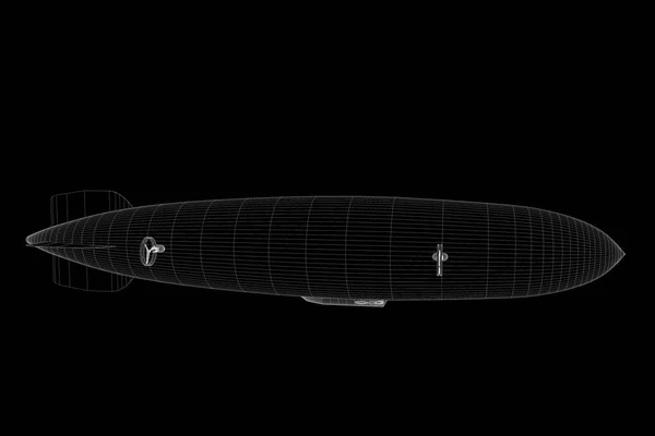 Zeppelin Hologram drótváz stílusban. Szép 3D-s renderelés — Stock Fotó