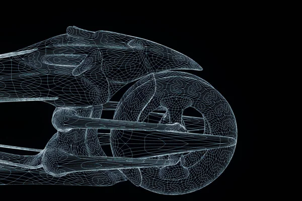 Futuristic Bicycle Bike in Hologram Wireframe Style. Nice 3D Rendering