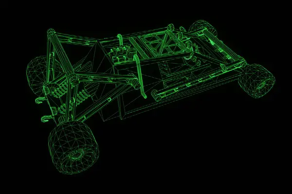 Carro esporte no holograma Wireframe Style. Boa renderização 3D — Fotografia de Stock