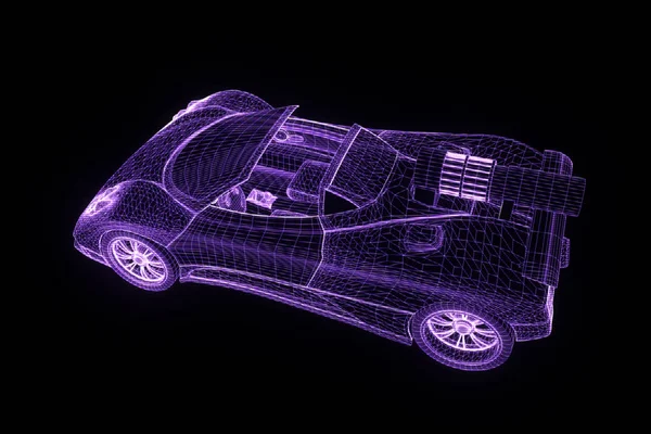 Spor araba Hologram tel kafes tarzı. Güzel 3d render — Stok fotoğraf