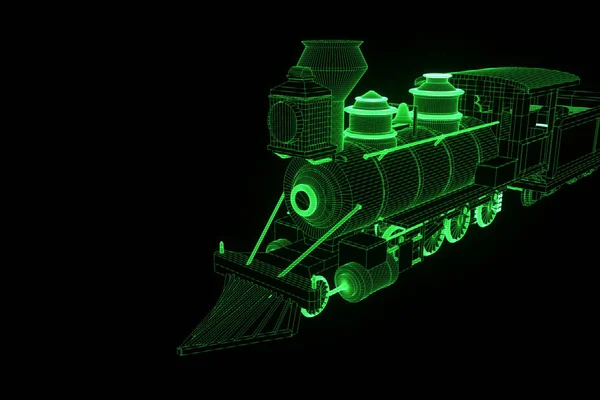 Train en Hologramme Wireframe Style. Belle rendu 3D — Photo